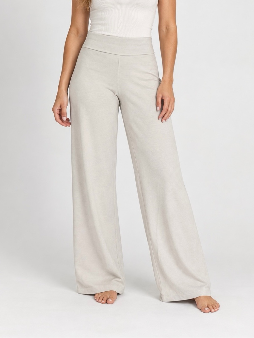 Vuori Halo Foldover Wide Leg Pants XS Ivory Ecru DreamKnit
